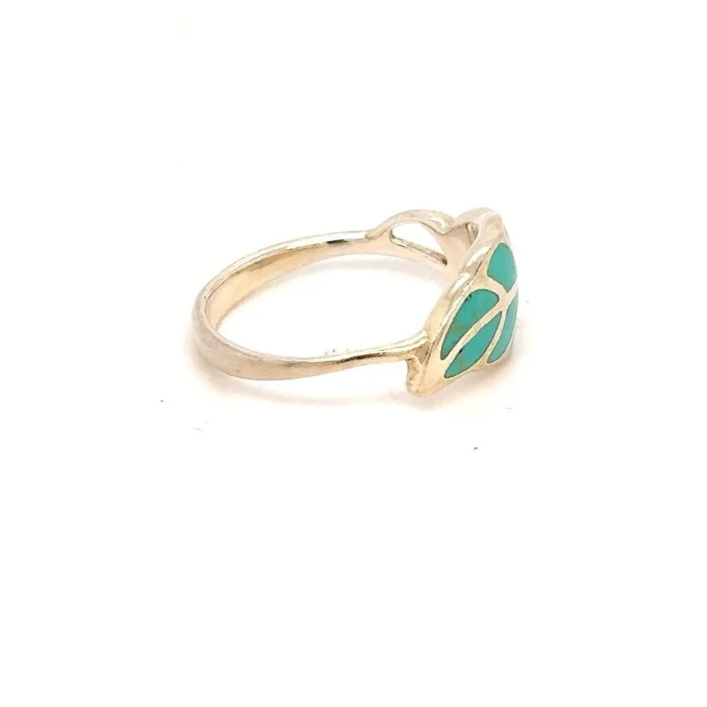 Silver‎ 925 Petite Enamel Leaf Ring